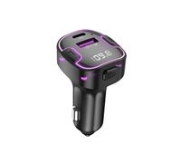 XO Emetteur FM Bluetooth Voiture avec Chargeur USB et USB C Rétroéclairé Noir