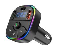 Émetteur Radio pour Voiture, émetteur FM - Émetteur Radio avec Adaptateur de Voiture pour éclairage ambiant coloré - Adaptateur USB de Voiture, émetteur de Voiture pour Hommes, Femmes, extérieur