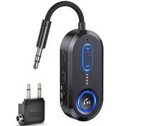 Émetteur récepteur audio Bluetooth, récepteur sans fil Bluetooth 5.4 pour 2 AirPods/écouteurs, micro pour appel, adaptateur audio Bluetooth auxiliaire 3,5 mm pour TV, avion, voiture, ordinateur