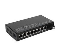 Émetteur-récepteur Fibre, Tx1310nm RX1550nm Convertisseur de Média Fibre avec Port Optique 8 Ports Électriques pour Surveillance de l'Activité du Réseau, Monomode Fibre Unique