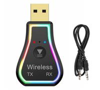 Émetteur-récepteur USB Bluetooth 5.0, Mini Adaptateur Audio sans Fil 2 en 1, Adaptateur AUX Bluetooth LED RVB pour Téléviseur, PC, Haut-parleurs, Système Stéréo de Voiture et de Maison
