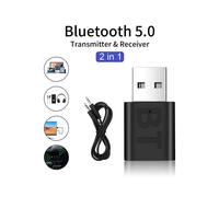 Émetteur-récepteur USB Bluetooth 5.0, mini prise jack 3,5 mm, adaptateur audio auxiliaire sans fil, indicateur