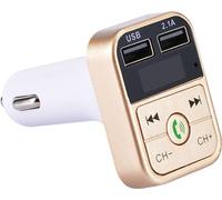 Emetteur voiture 5.0 Fm compatible Bluetooth Récepteur audio sans fil Appels mains libres 2.1a Lecteur Mp3 Double chargeur rapide Usb Or