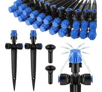 Émetteurs d'irrigation goutte à goutte avec débit d'eau réglable, couverture à 360 degrés pour tube de 6,35 mm, comprend 15 goutteurs et 10 embouts