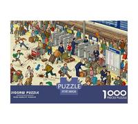 Émeute à l'heure de Pointe à la Gare de Train Puzzle en Bois Imperméable Puzzles De 1000 Pièces pour Adultes Cadeaux Impossible Jeux Éducatifs