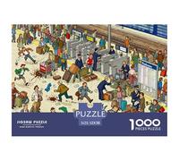 Émeute à l'heure de Pointe à la Gare de Train Puzzle en Bois Imperméable Puzzles De 1000 Pièces pour Adultes Amusant De Décoration pour La Maison