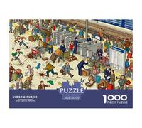 Émeute à l'heure de Pointe à la Gare de Train Puzzle en Bois Imperméable Puzzles De 1000 Pièces pour Adultes Coloré Jeux De Stimulants