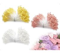 Emezddo 1140 Cure-Pipes, éTamines De Fleurs Artificielles à Deux TêTes, Cure-Pipes Pour Loisirs CréAtifs Avec Deux TêTes PerléEs, Pour Vos Projets CréAtifs(Jaune, Blanc, Rose)