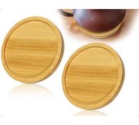 Emezddo 2 pièces Assiette à Bougie, Dessous de Verre,Plateau à Bougie,Support à Bougie,Assiette en Bois,Assiette décorative en Bois,bougeoir,pour Bougies piliers,Bougies de Mariage(Ronde,9,5 cm)