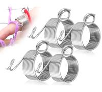 Emezddo 4 pièces dé à tricoter,support de doigt de guide de fil,dé à tricoter,tricot au crochet, anneau à tricoter,anneaux au crochet,anneau de guide de fil,bobine de doigt de pull à tricoter