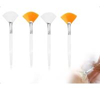 Emezddo 4 Pinceaux éVentails, Pinceaux Doux Pour Le Visage, Applicateurs D'Acide, Accessoires De Maquillage, Pour Les CrèMes Visage Et Les CosméTiques Pour Femmes Et Filles(Blanc Et Jaune)