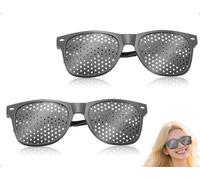 Emezddo Lot de 2 lunettes à sténopé, confortables et à branches pliables, pour une amélioration temporaire de la clarté de l'image, comme aide optométrique et outil de diagnostic (Noir)