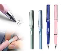 Emezddo Lot de 4 crayons éternels, crayons en métal sans encre longue durée, crayons infinis à écriture claire et fluide, stylos effaçables avec gomme, pour adultes étudiants artistes