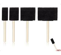 Emezddo Lot De 4 Pinceaux éPonges, Pinceaux en Mousse Lavables, Applicateurs De Peinture avec Manche en Bois, pour Peindre, Teindre Et éTaler, Nettoyage(Noir, 4 Tailles)