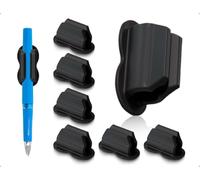 Emezddo Lot de 6 porte-stylos, marqueurs autocollants en silicone Clip, boucle flexible pour stylo, pour presse-papiers, bureaux, salles de classe, bureaux, tableaux blancs, réfrigérateurs (noir)