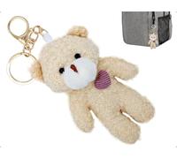 Emezddo Porte-Clés en Peluche, Petit Ours Breloques de Sac en Peluche avec Cœur Rose, Attaches de Sac avec Fermoir Mousqueton pour Femme