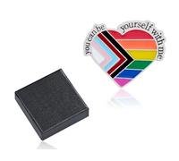 Emezddo Pride Pin, badges arc-en-ciel en métal,épingle gay avec boîte,broche LGBTQ avec l'inscription "You Can Be Yourself With Me",pour hommes femmes vêtements blazers et sacs à dos accessoires(cœur)