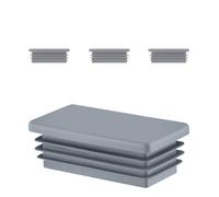 EMFA Bouchon pour Tube Rectangulaire 120x80 mm Gris - Embout Intérieur en Plastique - Pieds de Meuble, Structures Métalliques - Capuchon d’Obturation - Lot de 4 - 12x8 cm