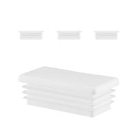EMFA Bouchon pour Tube Rectangulaire 20x15 mm Blanc - Embout Intérieur en Plastique - Pieds de Meuble, Structures Métalliques - Capuchon d’Obturation - Lot de 4 - 2x1,5 cm