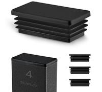 EMFA Bouchon pour Tube Rectangulaire 60x25 mm Noir - Embout Intérieur en Plastique - Pieds de Meuble, Structures Métalliques - Capuchon d’Obturation - Lot de 4 - 6x2,5 cm