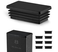 EMFA Bouchon pour Tube Rectangulaire 60x25 mm Noir - Embout Intérieur en Plastique - Pieds de Meuble, Structures Métalliques - Capuchon d’Obturation - Lot de 8 - 6x2,5 cm