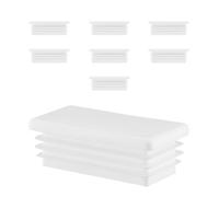EMFA Bouchon pour Tube Rectangulaire 80x40 mm Blanc - Embout Intérieur en Plastique - Pieds de Meuble, Structures Métalliques - Capuchon d’Obturation - Lot de 8 - 8x4 cm