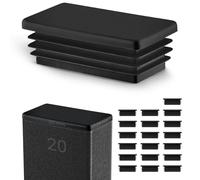 EMFA Bouchon pour Tube rectangulaire Capuchon 30x25 mm Noir 20 pcs. Plastique Embout EMFA Bouchons d'obturation 3x2,5 cm