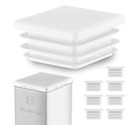 EMFA Bouchon Tube Carré 10x10 mm Blanc - Embout à Lamelles en Plastique - Capuchon 1x1 cm - Lot de 8