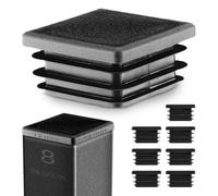EMFA Bouchon Tube Carré 12x12 mm Noir - Embout à Lamelles en Plastique - Capuchon 1,2x1,2 cm - Lot de 8