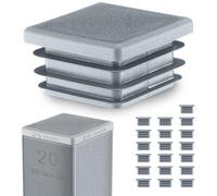 EMFA Bouchon Tube Carré 25x25 mm Gris - Embout à Lamelles en Plastique - Capuchon 2,5x2,5 cm - Lot de 20