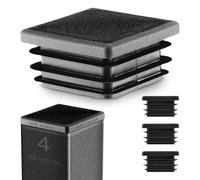 EMFA Bouchon Tube Carré 45x45 mm Noir - Embout à Lamelles en Plastique - Capuchon 4,5x4,5 cm - Lot de 4