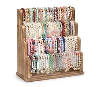 Emfogo Support de bracelet à 4 niveaux pour bracelets, montres, chouchous en bois rustique pour la maison, les vendeurs, les salons d'artisanat et les magasins (marron rustique)