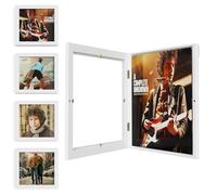 Emfogoo 4 Pièces Meuble Vinyle, Ouverture sur le Mur Avant, Bois Cadre Photo Vinyle pour Présenter les Disques Poster, pour Exposer les Pochettes de Disques Vinyles 12x12 (Blanc)