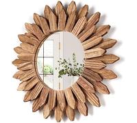 Emfogoo Bohême Miroirs Muraux Décoratifs pour Décorer la Maison, la Chambre et Le Salon, Cadeaux pour Décoration Murale, Miroir Mural Rond avec Cadre en Bois