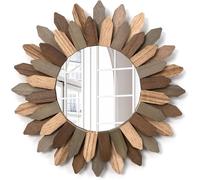Emfogoo Bohême Miroirs Muraux Décoratifs pour Décorer la Maison, la Chambre et Le Salon, Cadeaux pour Décoration Murale, Miroir Mural Rond avec Cadre en Bois