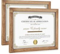 Emfogoo Lot de 2 cadres photo en bois avec support, pour certificats, portraits, paysage, peuvent être accrochés au mur ou sur une table (rétro marron)