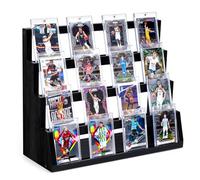 Emfogoo Présentoir de Cartes à Collectionner, 4 Étages Bois Présentoir de Cartes, Porte-cartes Présentoir de Baseball Classées, pour Exposition vos Cartes de Sport et Cartes à Collectionner (Noir)