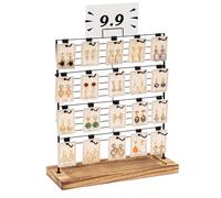 Emfogoo Support Boucle d'oreille, Presentoir Boucle d'oreille avec 20 Trous, 33x13x41CM Rangement Bijoux & Presentoir Bijoux Femme (Métal & Bois)