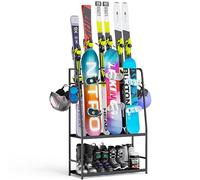 Emfogoo Support de ski pour le garage, étagère de rangement pour skis, snowboard, chaussures de ski, bâtons de ski, lunettes de ski et casques, organiseur de ski pour le garage ou la cave