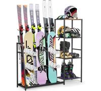 Emfogoo Support de skis autoportant pour garage, support de sol en acier résistant, organisateur de ski pour garage ou cave (style basique)