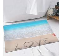 EMFSLA Tapis De Bain Antidérapant,Tapis Moelleux en Microfibre,Amour écrit sur Une Plage Tropicale (2),Absorbant l'eau,Lavable en Machine,60x90 CM