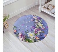 EMFSLA Tapis De Bain Antidérapant,Tapis Moelleux en Microfibre,Belles Fleurs printanières sur Papier.,Absorbant l'eau,Lavable en Machine,60x60 CM