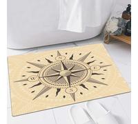 EMFSLA Tapis De Bain Antidérapant,Tapis Moelleux en Microfibre,Boussole Rose des Vents à l'ancienne,Absorbant l'eau,Lavable en Machine,60x90 CM