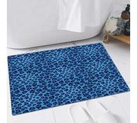 EMFSLA Tapis De Bain Antidérapant,Tapis Moelleux en Microfibre,Conception d'été Bleu modèle sans Couture léopard,Absorbant l'eau,Lavable en Machine,40x60 CM
