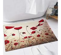 EMFSLA Tapis De Bain Antidérapant,Tapis Moelleux en Microfibre,coquelicots1,Absorbant l'eau,Lavable en Machine,60x90 CM