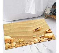 EMFSLA Tapis De Bain Antidérapant,Tapis Moelleux en Microfibre,Coquillages avec du Sable comme arrière-Plan,Absorbant l'eau,Lavable en Machine,60x90 CM