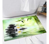 EMFSLA Tapis De Bain Antidérapant,Tapis Moelleux en Microfibre,Déco Spa, Jardin avec frangipanier Bambou Relaxation Japonaise Repos Voyage, bli (2),Absorbant l'eau,Lavable en Machine,40x60 CM