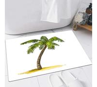 EMFSLA Tapis De Bain Antidérapant,Tapis Moelleux en Microfibre,Décor de Palmier, Image de Palmiers de Dessin animé, Plante Tropicale et Sable Se,Absorbant l'eau,Lavable en Machine,40x60 CM