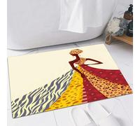 EMFSLA Tapis De Bain Antidérapant,Tapis Moelleux en Microfibre,Fille Africaine modélisant Une Robe fabriquée à partir de Tissus aux Couleurs Vives,Absorbant l'eau,Lavable en Machine,40x60 CM