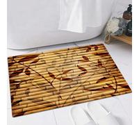 EMFSLA Tapis De Bain Antidérapant,Tapis Moelleux en Microfibre,Fond de Bambou doré Clair idéal pour Tout Projet. Cadre de Fond de Feuilles.,Absorbant l'eau,Lavable en Machine,60x90 CM